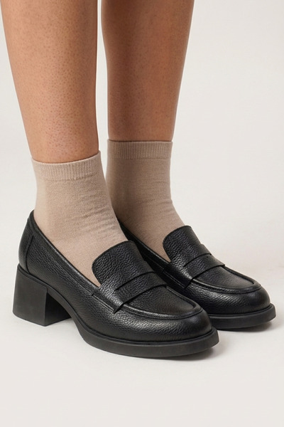 GRADA Μαύρα εμπριμέ παπούτσια Floater από γνήσιο δέρμα Γυναικεία παπούτσια Lo...