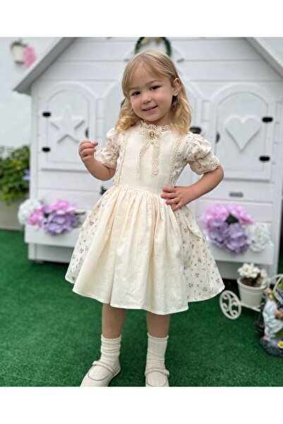 Butik KIZ ÇOCUK ÖZEL TASARIM %100 PAMUKLU ELBİSE