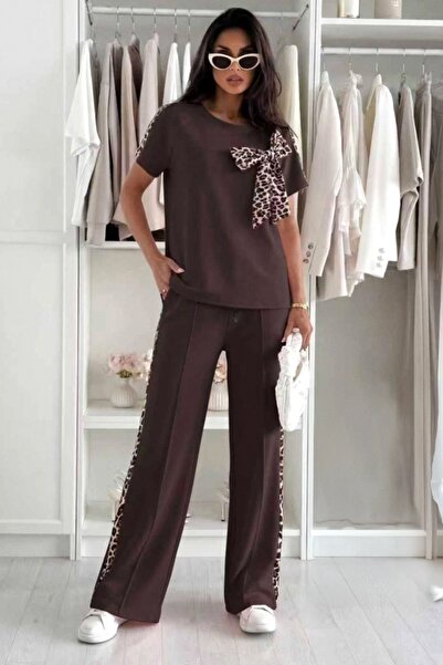 FashionForYou Βαλέσια casual ελαφριά ολόσωμη φόρμα με φιόγκο με animal print,...