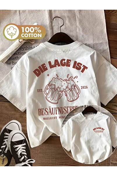 AEMİ Unisex μπλουζάκι Die Lage Ist Oversize με λαιμόκοψη ποδηλάτου