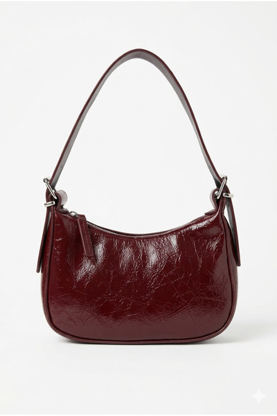 vattara Γυναικεία τσάντα μπαγκέτα, γυαλιστερή δερμάτινη τσάντα ώμου, κομψή τσ...