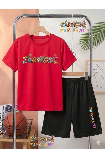 ZAROKANE Logo Printed Top and Shorts/T-Shirt Summer Kids' Two-Piece Set