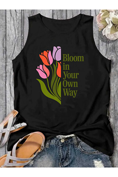 SUNFREE LALE Εμπριμέ μπλουζάκι με λαιμόκοψη ποδηλάτου, αμάνικο, καλοκαιρινό, ...