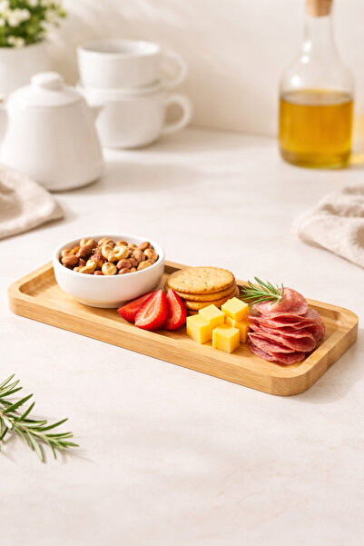 Mirilliahome Bamboo Rectangular Presentation Plate Natural Wooden Serving Pla...