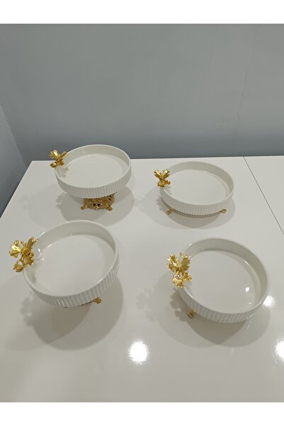 PARILTI HOME COLLECTİON 4-Piece Butterfly, Daisy Figured Porcelain, Serving P...