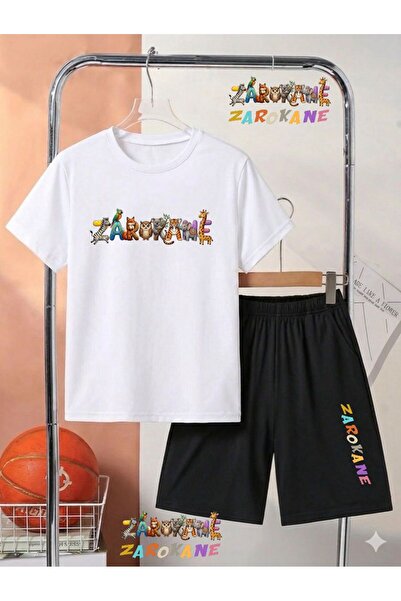 ZAROKANE Logo Printed Top and Shorts/T-Shirt Summer Kids' Two-Piece Set