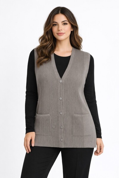 Uludağ Triko Γυναικείο πλεκτό γιλέκο Mother με ανάγλυφο σχέδιο BGL-ST05302