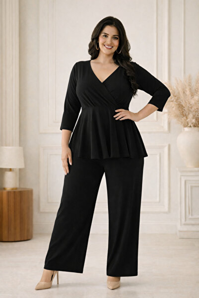 IŞILTI Γυναικείο Σετ με Διπλό Γιακά, Μανίκι 3/4, Άνετη Εφαρμογή, Χαλαρή Κοπή,...