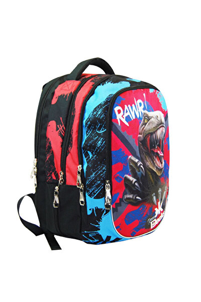DECKS Ghiozdan școlar 3 compartimente Rawr T-Rex 47 cm 47x34x20 cm Negru