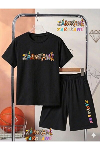 ZAROKANE Logo Printed Top and Shorts/T-Shirt Summer Kids' Two-Piece Set