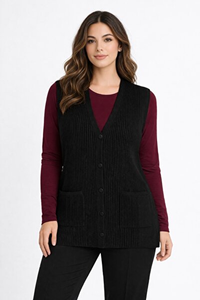 Uludağ Triko Γυναικείο πλεκτό γιλέκο Mother με ανάγλυφο σχέδιο BGL-ST05302