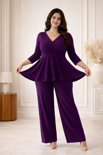 IŞILTI Γυναικείο διπλό κοστούμι με διπλό γιακά, μανίκι 3/4, άνετη εφαρμογή, χ...