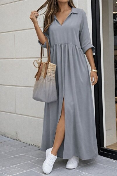 DRESSIFY WOMEN’S FASHION Γυναικείο μακρύ φόρεμα αεροβιν με τριών τετάρτων μαν...