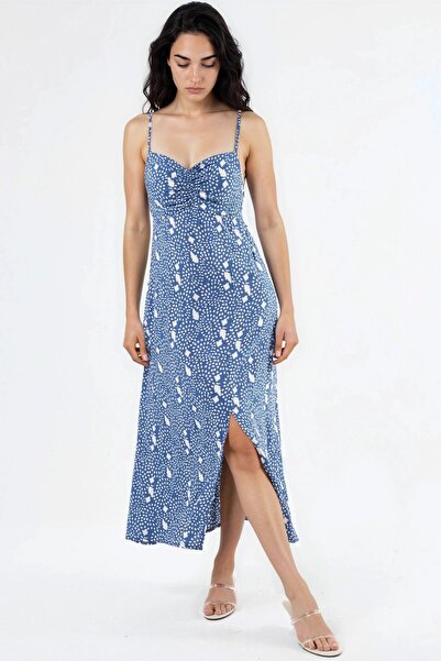 Hiccup BUSEM Floral Midi Slip Dress with Heart Collar
