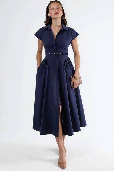 Hiccup BUSEM Φόρεμα μίντι με ζώνη και γιακά πουκάμισου