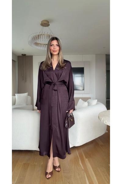 FEMMESTUDIO Γυναικείο Καφέ Φόρεμα με Λεπτομέρεια Δέσιμο στη Μέση