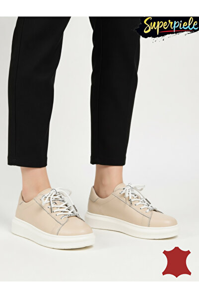 ANGEL BLUE Pantofi casual piele naturala cu varf rotund Si talpa alba