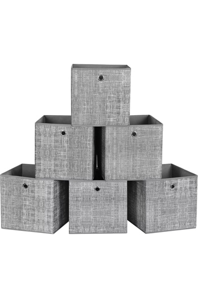 SONGMICS Set 6 cutii de depozitare, pliabile, din material textil, 30x30x30 c...