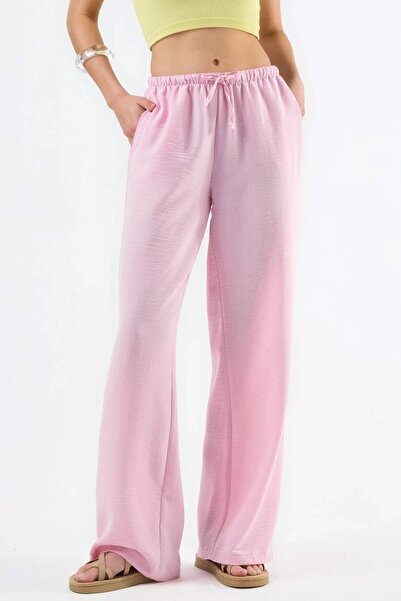 Hiccup BUSEM Textured Woven Straight Leg Pants with Drawstring Waist