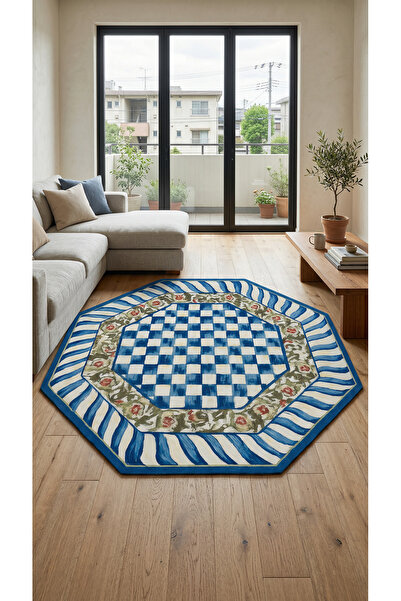 Gergef House Mariene Dijital Baskılı Oval Dekoratif Kaymaz Taban Yıkanabilir ...