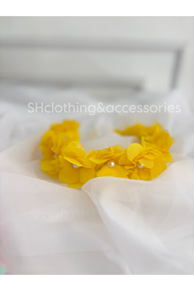 SHClothing accessories Kız Çocuk Çiçekli İncili Taç Toka