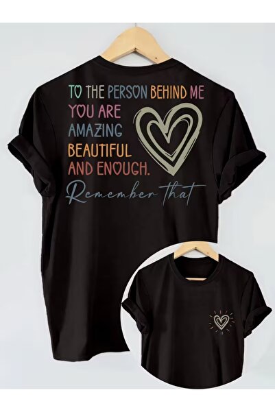 AEMİ Unisex Beautifull Love Heart T-shirt με στάμπα και μεγάλη λαιμόκοψη