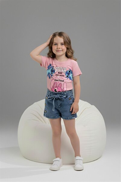 LİLLYPİCCA Κοριτσίστικο μπλουζάκι με στάμπα και τζιν σορτς, σετ 2 τεμαχίων