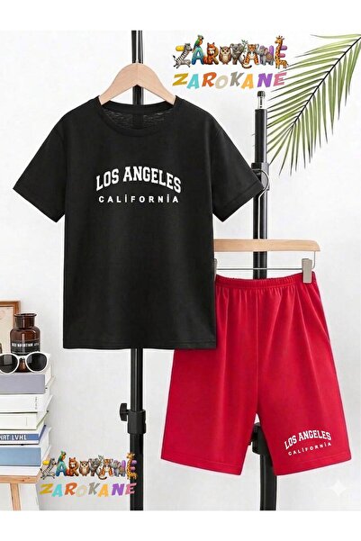 ZAROKANE Los Angeles Yazi Printed Top and Shorts/T-Shirt Two-Piece Summer Kid...