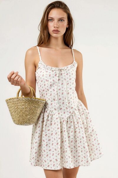 Hiccup Μίνι φόρεμα BUSEM με λεπτομέρεια δεσίματος και λουλουδάτο σχέδιο με λα...