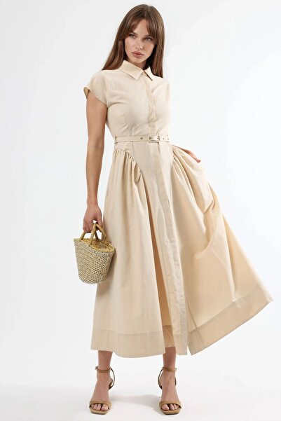 Hiccup BUSEM Φόρεμα μίντι με ζώνη και γιακά πουκάμισου