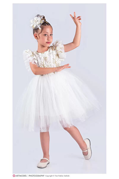 EXTRAÇARŞI Φόρεμα για πάρτι κοριτσιών με απλικέ λουλούδια, στολή για γενέθλια...