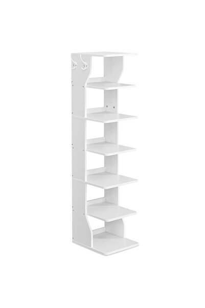 VASAGLE Raft de pantofi, pentru spatii inguste, 6 nivele, 30x26x110 cm, alb