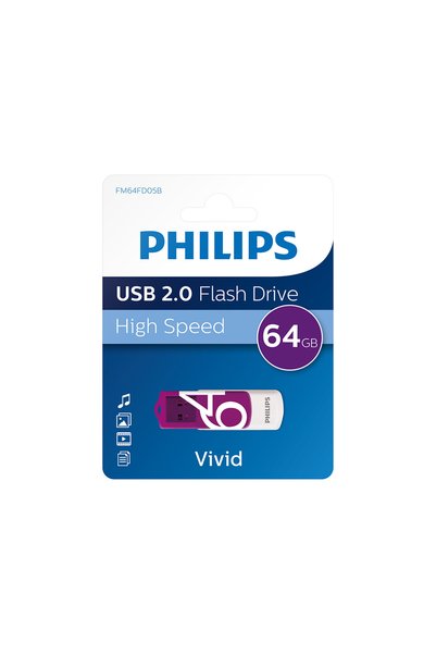 Philips FM64FD05B, 64GB, USB 2.0, Vivid, Mor, Flash Disk