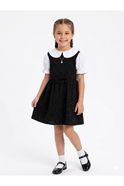 ARBİ kids Κοριτσίστικο φόρεμα με γιακά μωρού, λεπτομέρειες από λαμπερές πέτρε...