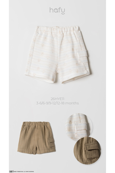 HAFY BABY 2-Piece Summer Muslin Baby Shorts with Side Pockets and Elastic Bands