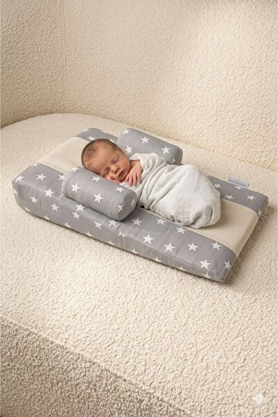 Baby Light Bebek Yatağı, Yıkanabilir Kılıflı Ortopedik Korumal Yıldızlı Gri B...