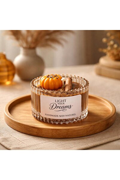 Lİght Your Dreams Tarçın Kokulu Balkabaklı Dekoratif Mum %100 Doğal Soya Mum ...