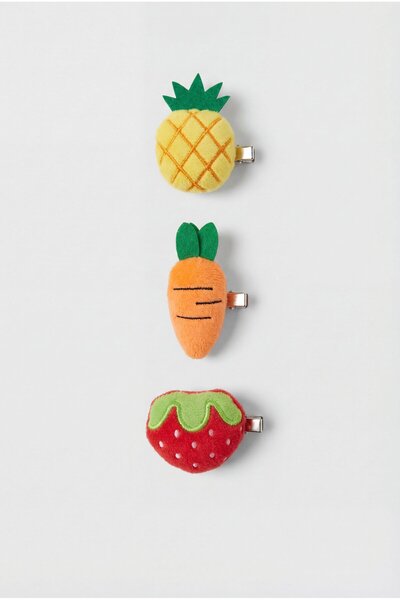 Magu Σετ 3 τεμαχίων πόρπες για κορίτσια με πολύχρωμες φιγούρες φρούτων και λα...