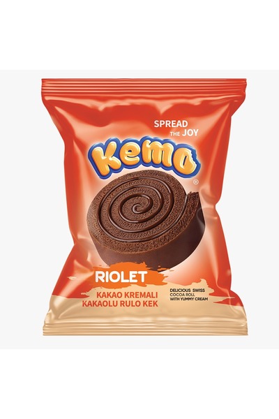 KEMO Rıolet kakao kremalı kakaolu rulo kek 40 gr. 24 adet (1 kutu)