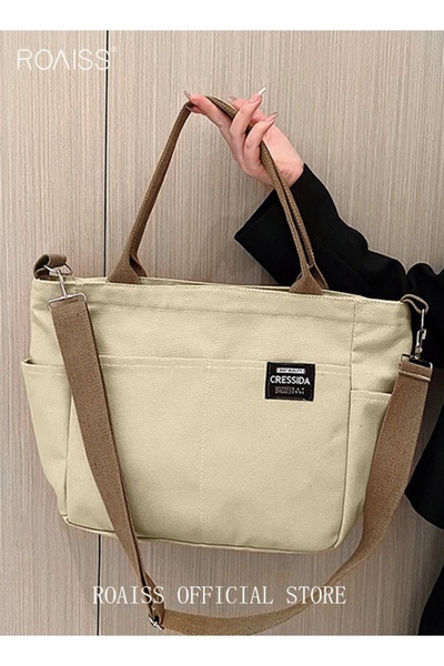 ROAISS Large Capacity Shoulder Bag Durable Macaron Color Scheme Smooth Zipper...