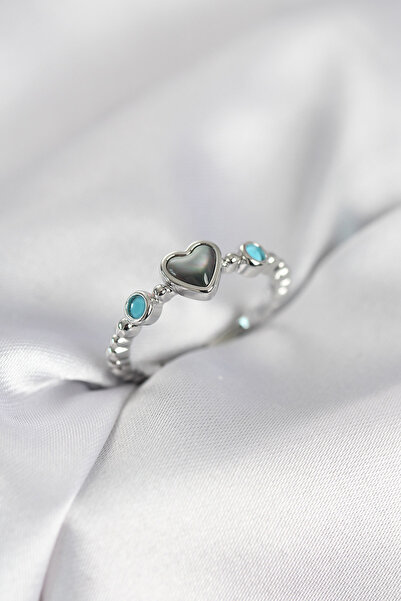 Nehir Stylish Silver Color Hematite Stone Women's Ring Teachers Mothers Valen...