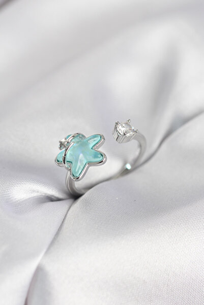 Nehir Stylish Silver Color Turquoise Star Model Women's Ring Teachers Mothers...