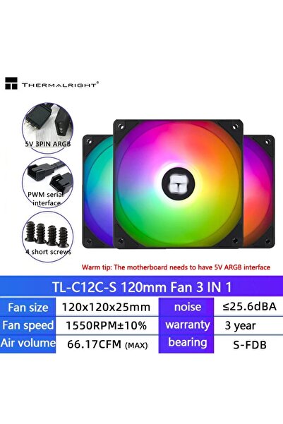 Choice6 A-RGB AS SHOW TL-C12C-S(3pcs) Thermalright TL-C12C PC Cooling Fan 120...