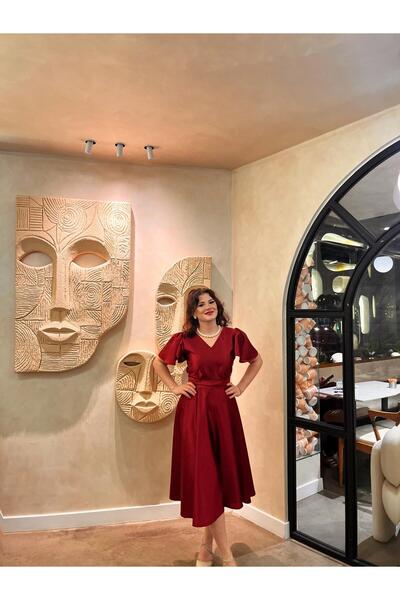 Butik VİONELLE BORDO ELBİSE