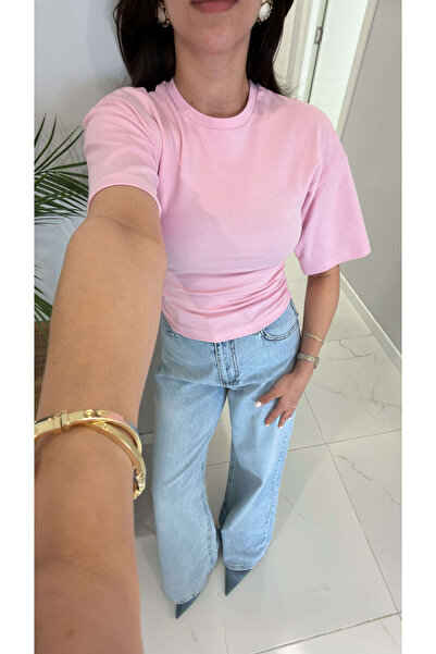 BİRCANÇİL Μπλουζάκι Tods Pink Batwing με μανίκια με κορδόνια στα πλάγια