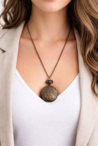 HER ŞEY NOTA www.herseynota.com Antique Pocket Watch Necklace Silver Color Ch...