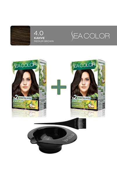 Sea Color 2'li Paket Natural Effect Set Boya Amonyaksız 4.0 Kahve, Boya Tası ...