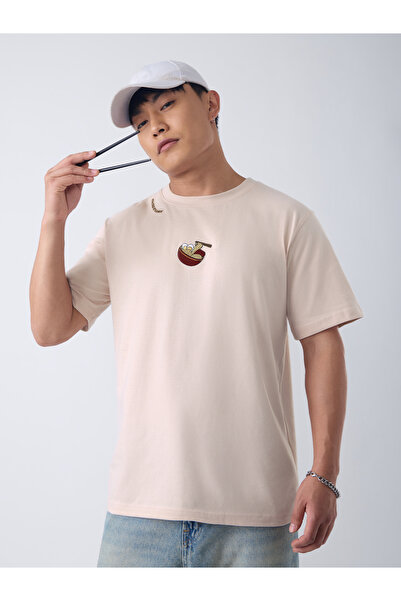 The Souled Store By Styli Men Beige Ramen Relaxed Fit T-Shirt
