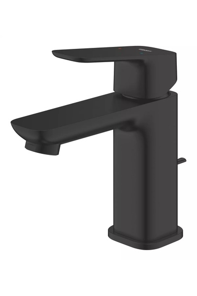 Grohe Μπαταρία νιπτήρα Cubeo 1016942430, μέγεθος S, 148 χιλ., βαλβίδα, Μαύρο ματ