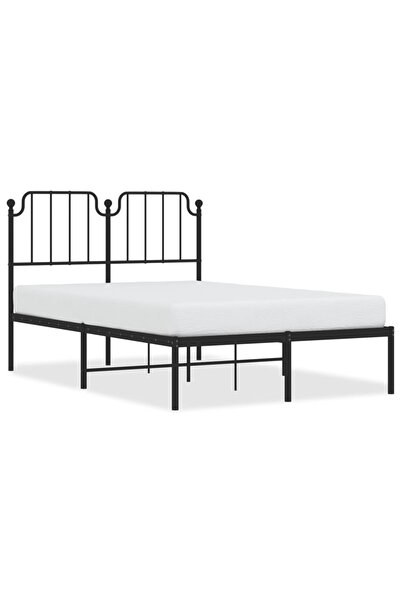 vidaxl Metal bed frame with headboard, black, 120x200 cm